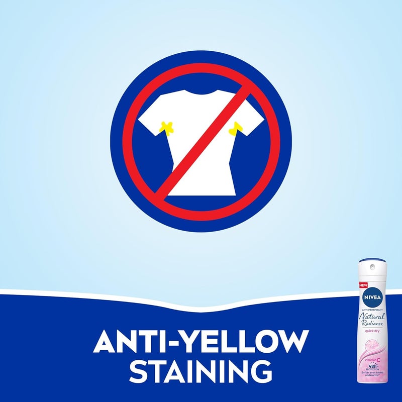 NIVEA Antiperspirant Spray for Women, 72h Protection, Natural Radiance 150mlX3 - Image 4